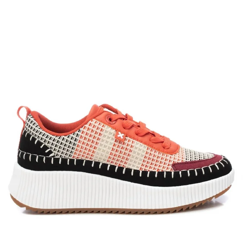 Women's Sneakers with Heel - Stabilizing Technology for Better Balance During RunningWomen's Technical Modern Sneakers In Orange