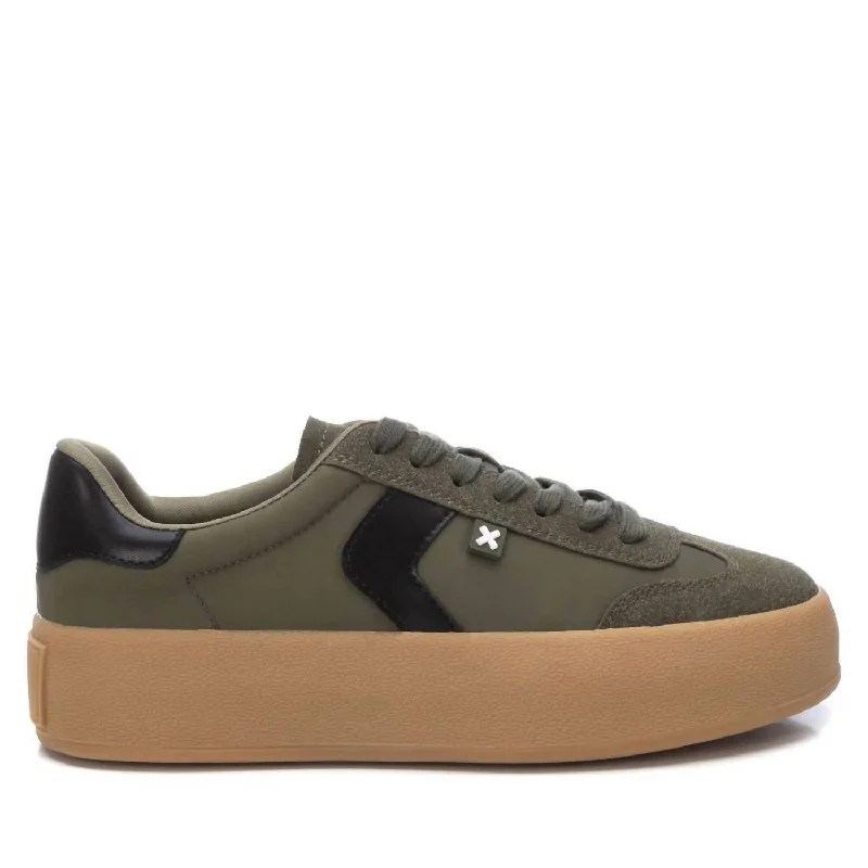 High - Top Women's Leather Sneakers in Black for a Stylish and Durable OptionWomen's Textile Sneakers In Khaki